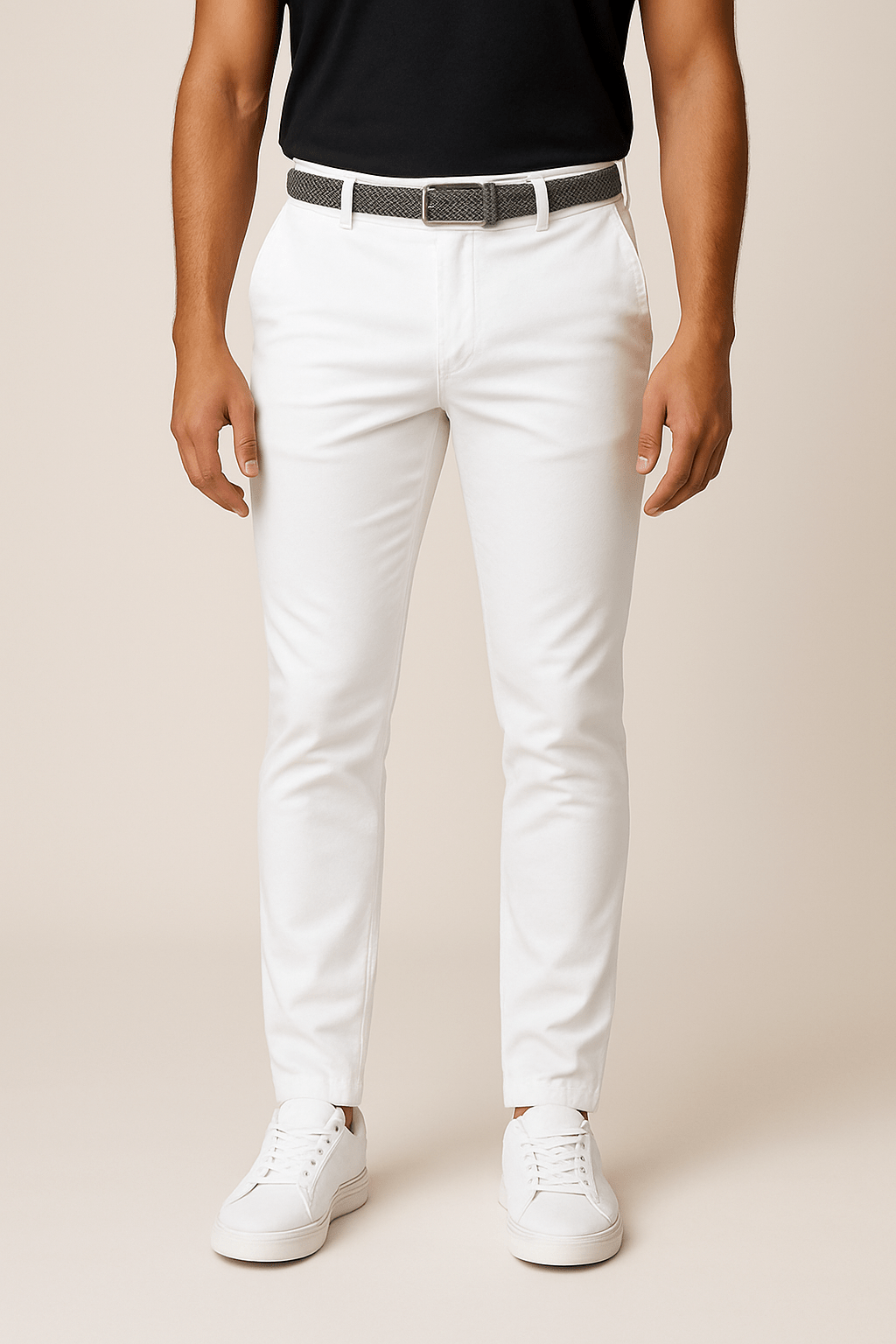 Kieran - Men's Tapered Stretch Chinos with Woven Belt