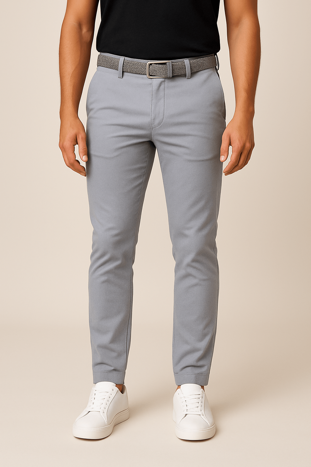 Kieran - Men's Tapered Stretch Chinos with Woven Belt