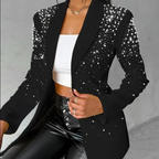 Kinsley - Women's Notch-Lapel Blazer with Pearl Studs