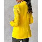 Kinsley - Women's Notch-Lapel Blazer with Pearl Studs