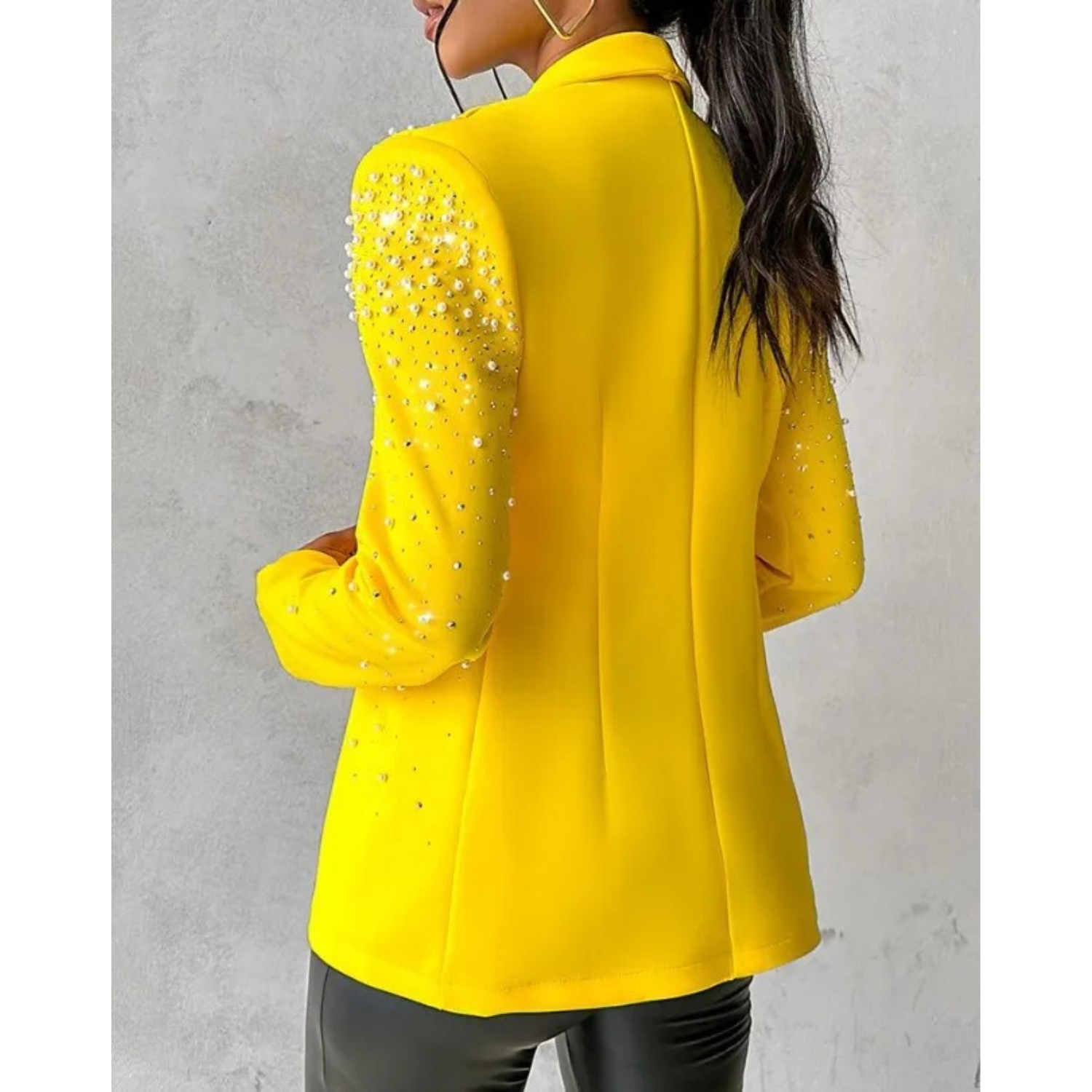 Kinsley - Women's Notch-Lapel Blazer with Pearl Studs