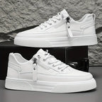 Lennard - Men's Premium Leather Lace-Up Sneakers with Side Zip