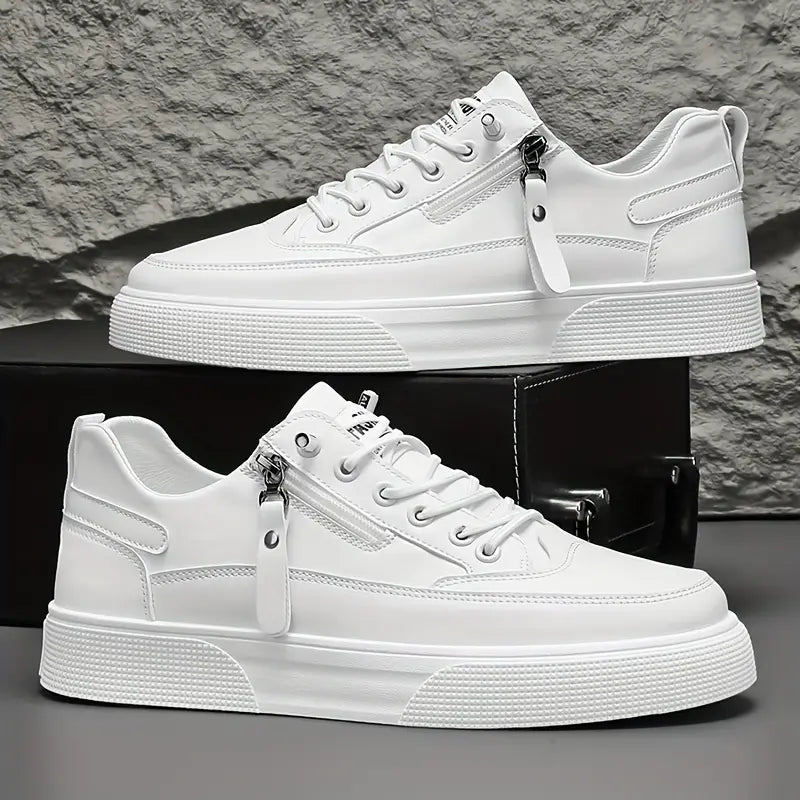 Lennard - Men's Premium Leather Lace-Up Sneakers with Side Zip