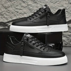 Lennard - Men's Premium Leather Lace-Up Sneakers with Side Zip