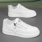 Lennard - Men's Premium Leather Lace-Up Sneakers with Side Zip