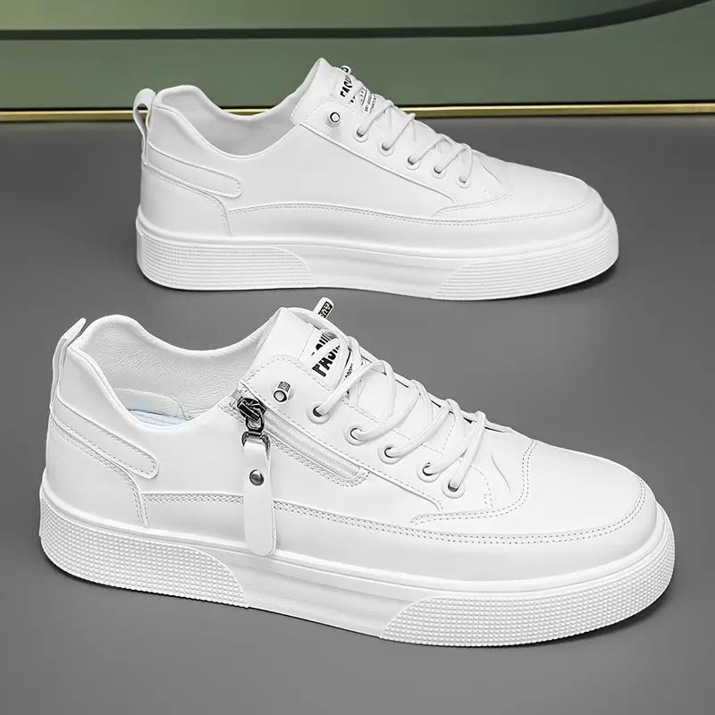 Lennard - Men's Premium Leather Lace-Up Sneakers with Side Zip