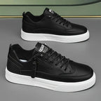 Lennard - Men's Premium Leather Lace-Up Sneakers with Side Zip