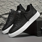 Lennard - Men's Premium Leather Lace-Up Sneakers with Side Zip