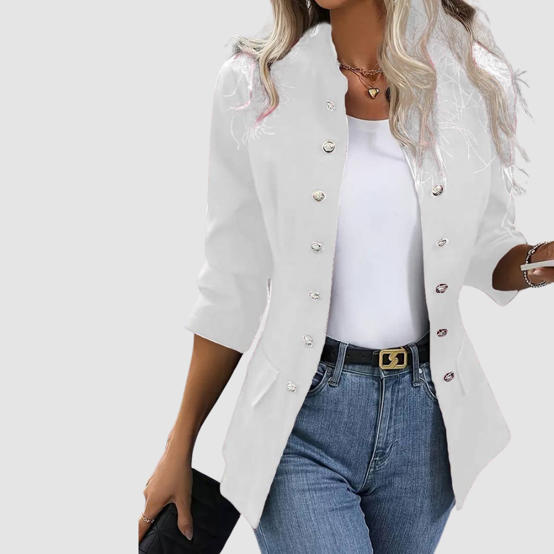 Lennie - Women's Double-Breasted Blazer with Metallic Buttons