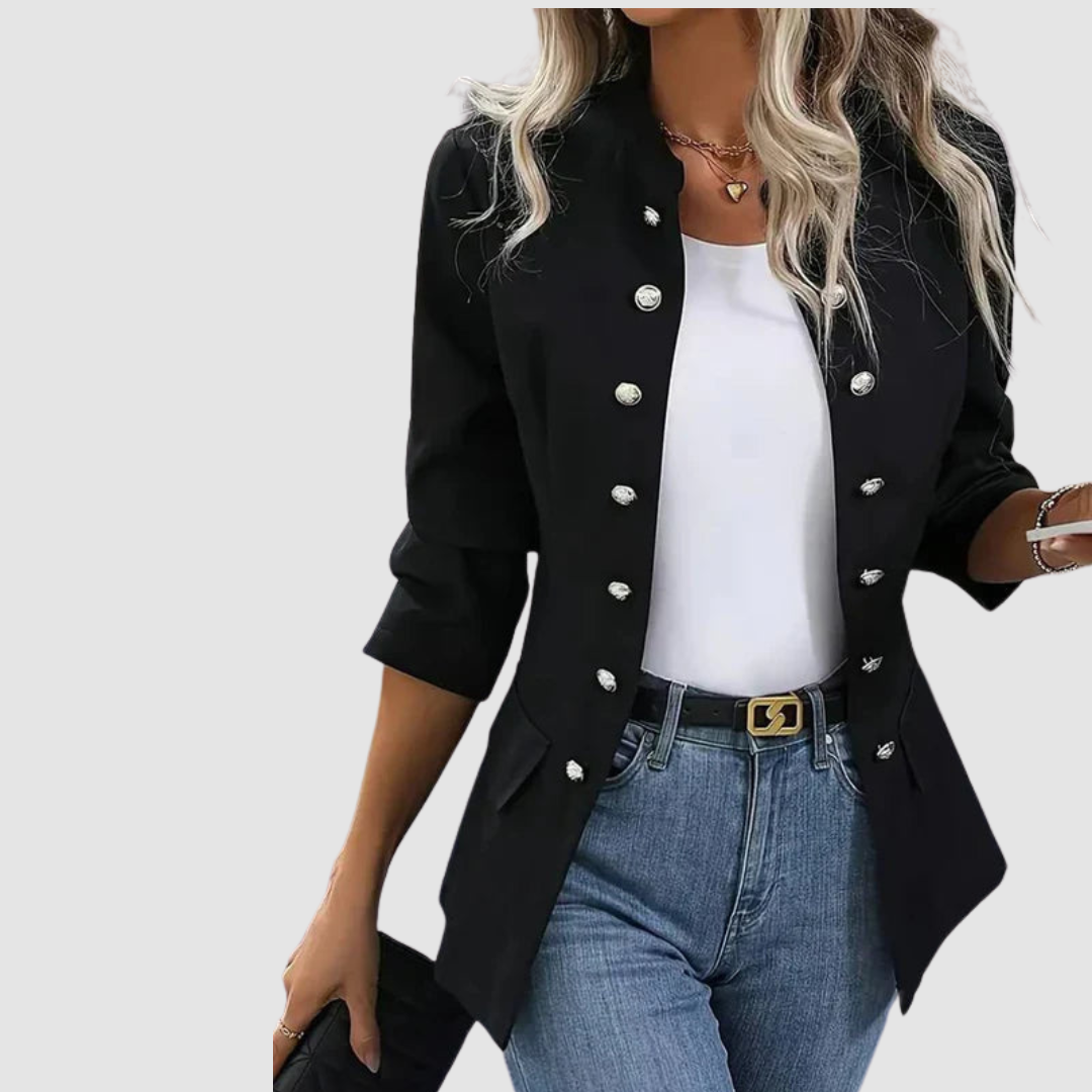 Lennie - Women's Double-Breasted Blazer with Metallic Buttons