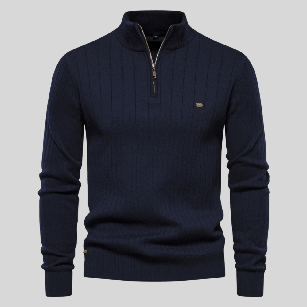 Lennox - Men's Ribbed Mock-Neck Half-Zip Pullover