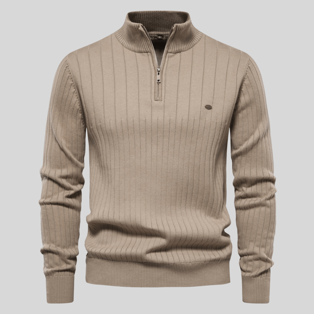 Lennox - Men's Ribbed Mock-Neck Half-Zip Pullover