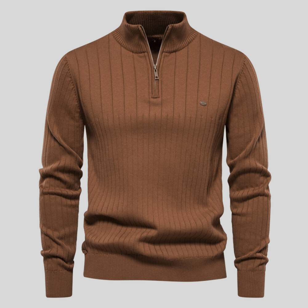Lennox - Men's Ribbed Mock-Neck Half-Zip Pullover