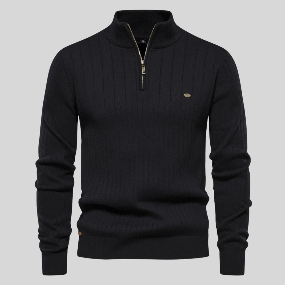 Lennox - Men's Ribbed Mock-Neck Half-Zip Pullover