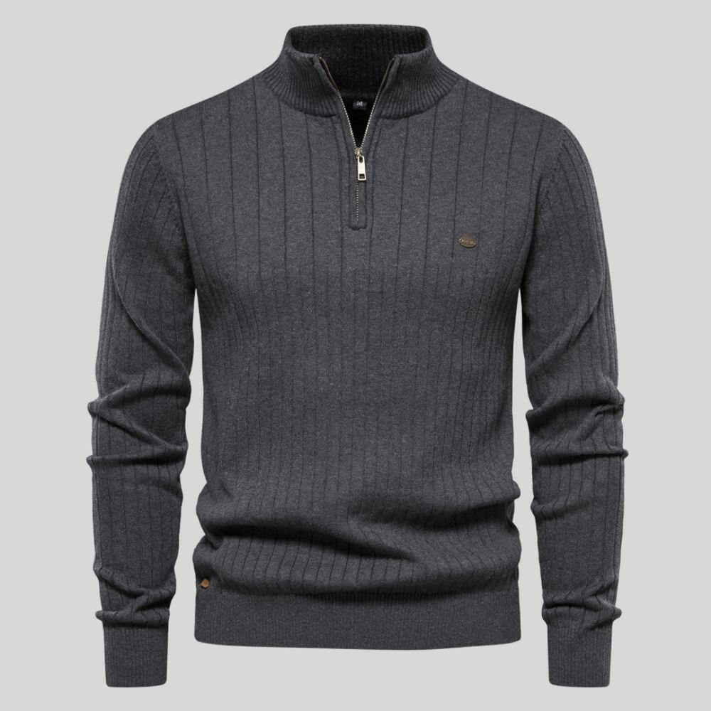 Lennox - Men's Ribbed Mock-Neck Half-Zip Pullover