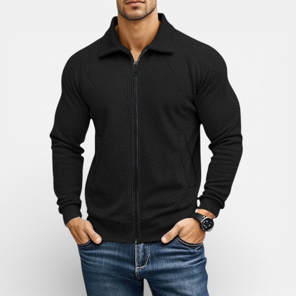 Leroy - Men's Knit Zipped Textured Jacket
