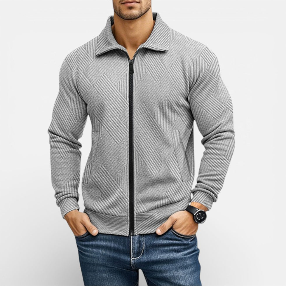 Leroy - Men's Knit Zipped Textured Jacket