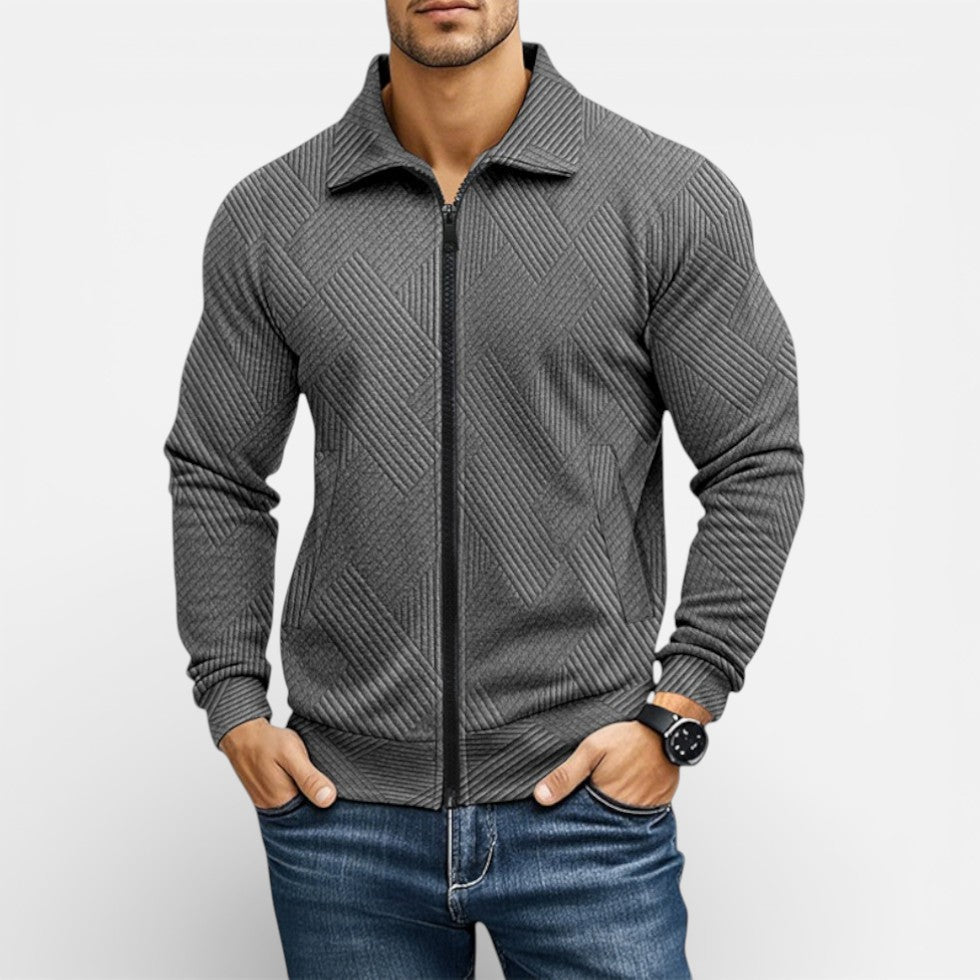 Leroy - Men's Knit Zipped Textured Jacket