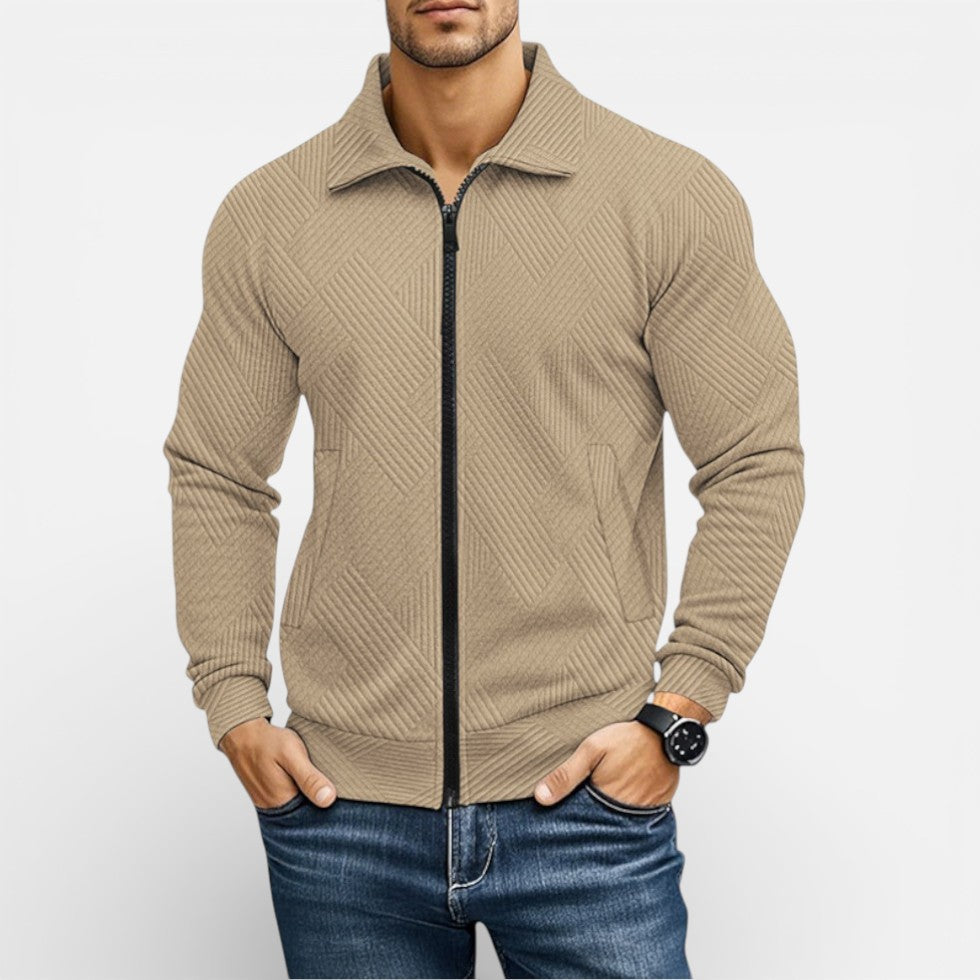 Leroy - Men's Knit Zipped Textured Jacket