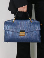 Loretta - Women's Embossed Snake-Print Top Handle Bag