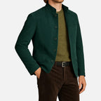 Lucian - Men's Button-Front Blazer with Stand Collar