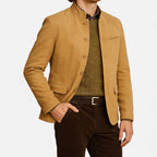 Lucian - Men's Button-Front Blazer with Stand Collar
