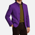 Lucian - Men's Button-Front Blazer with Stand Collar