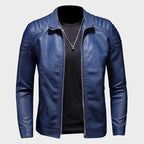 Lucian - Men's Zip-Front Faux Leather Jacket with Quilted Shoulders