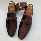 Lucien - Men's Velvet Loafers with Rope Detail