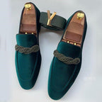 Lucien - Men's Velvet Loafers with Rope Detail