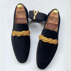 Lucien - Men's Velvet Loafers with Rope Detail