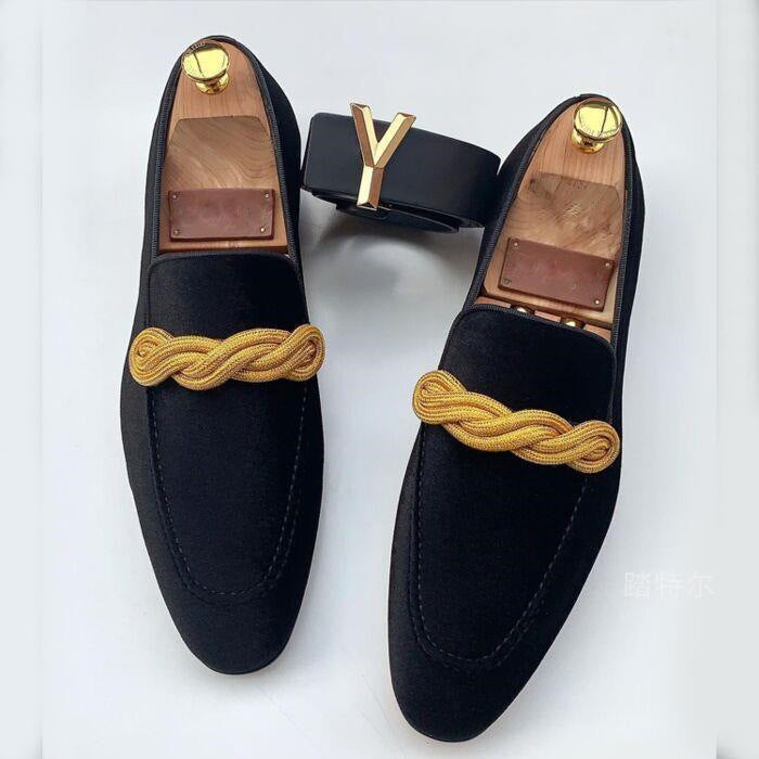 Lucien - Men's Velvet Loafers with Rope Detail
