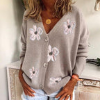 Lydia - Women's Button-Front Floral Cardigan