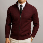 Lysander - Men's Ribbed-Cuff Wool Cardigan with Full-Length Zip