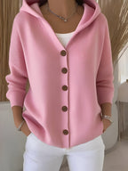 Mackenzie - Women's Hooded Button-Front Cardigan