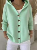 Mackenzie - Women's Hooded Button-Front Cardigan