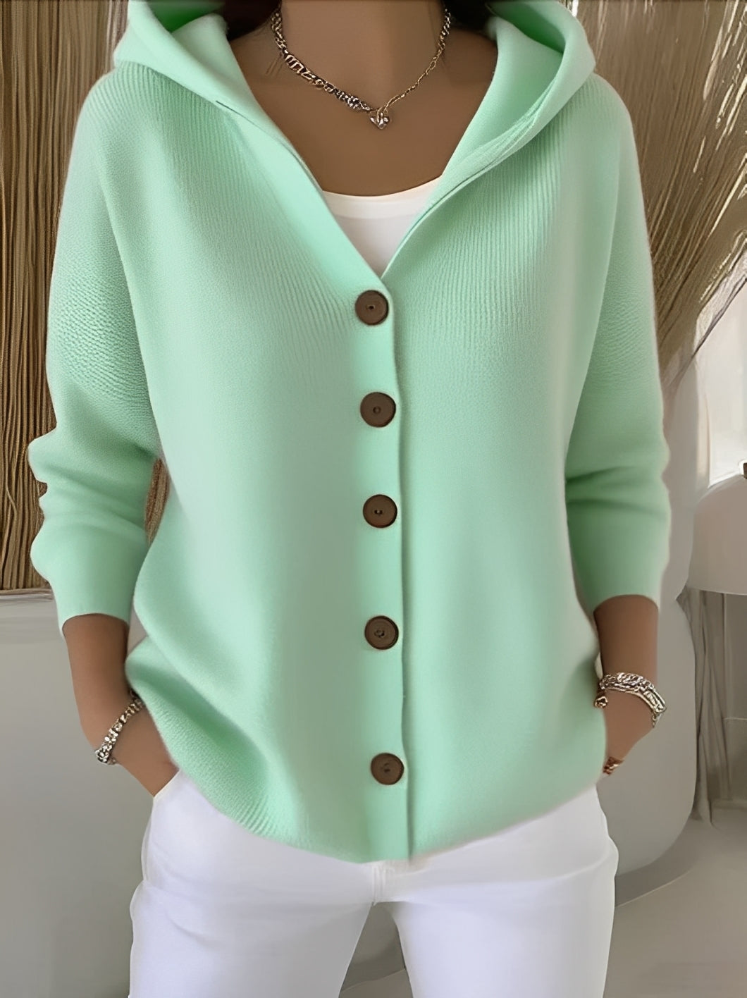 Mackenzie - Women's Hooded Button-Front Cardigan