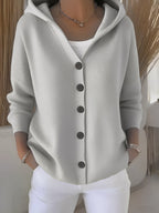 Mackenzie - Women's Hooded Button-Front Cardigan