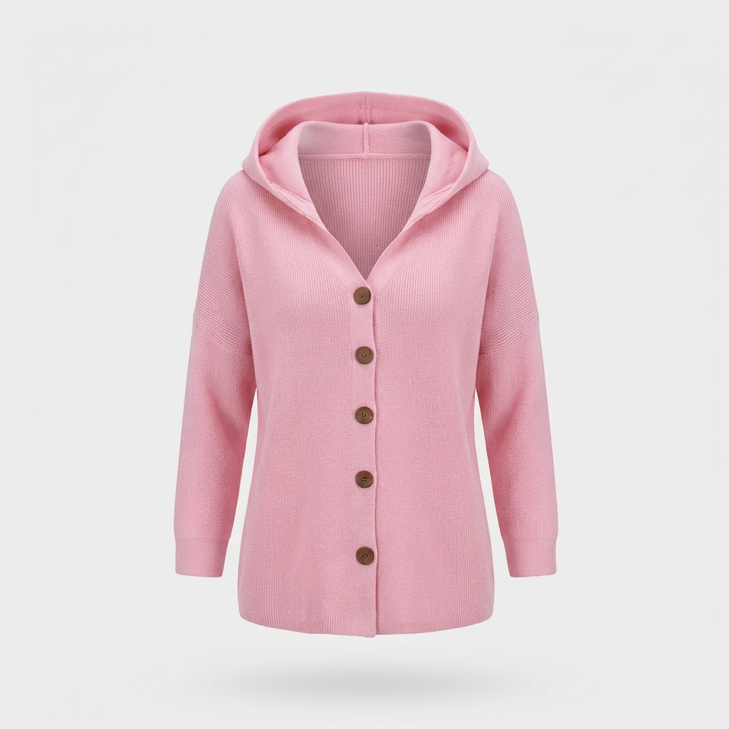 Mackenzie - Women's Hooded Button-Front Cardigan