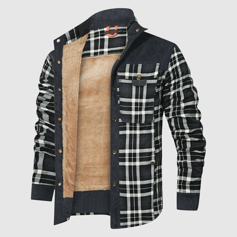 Marcella - Men's Plaid Shirt Jacket with Sherpa Lining