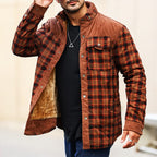 Marcella - Men's Plaid Shirt Jacket with Sherpa Lining