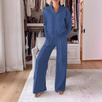 Margaux - Women's V-Neck Pullover Tracksuit with Flared Pants