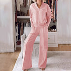 Margaux - Women's V-Neck Pullover Tracksuit with Flared Pants