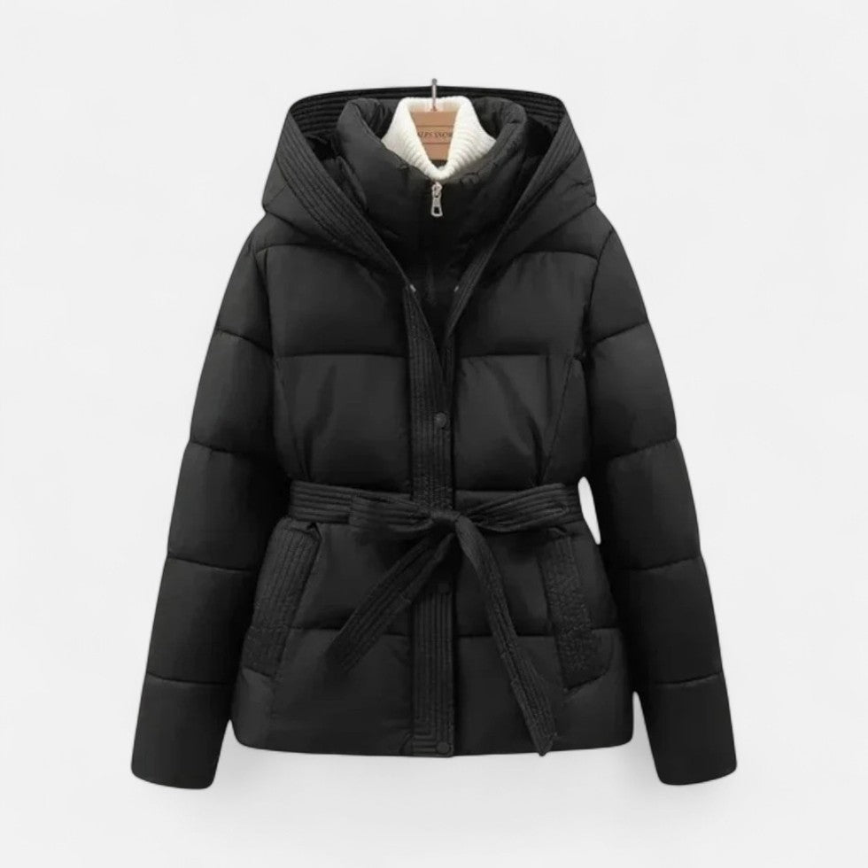 Marguerite - Women's Quilted Puffer Jacket with Belt