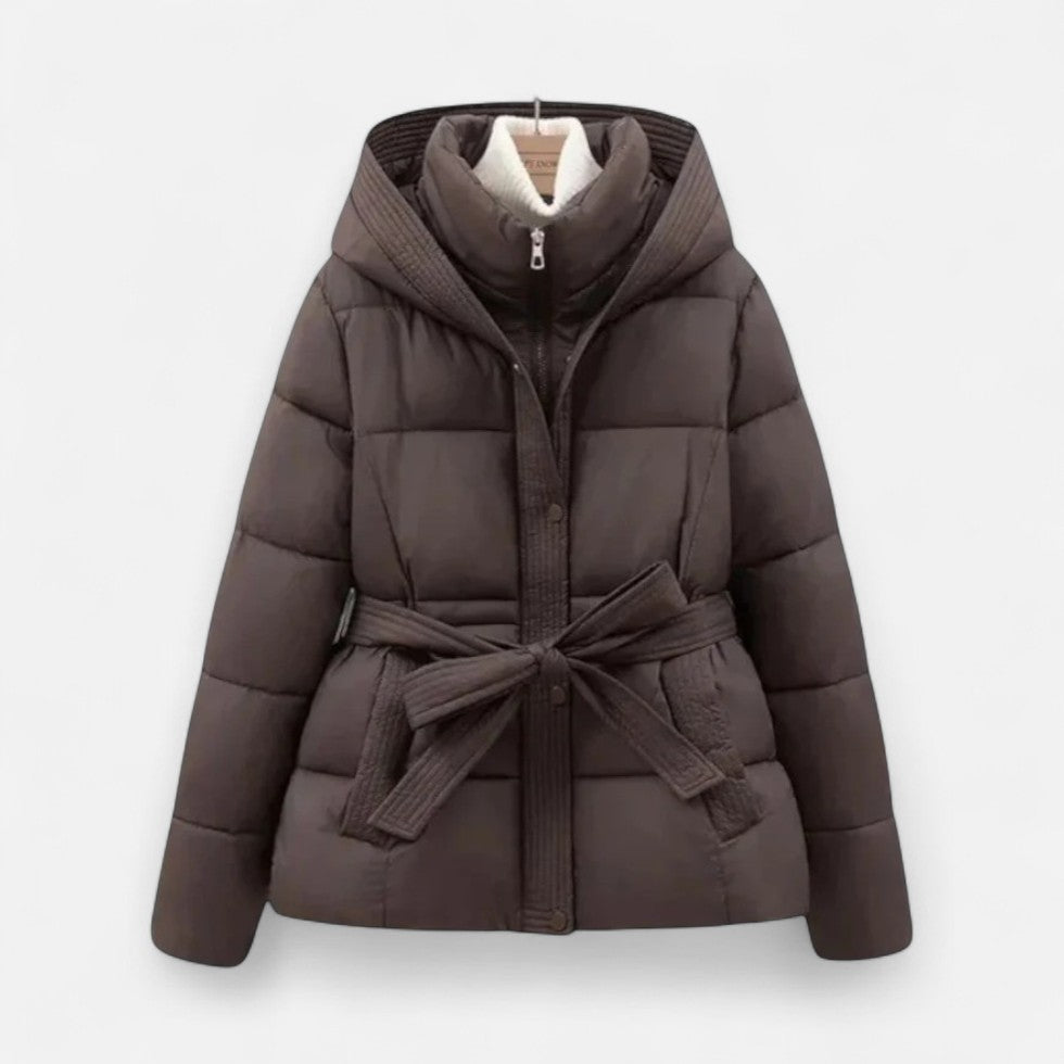 Marguerite - Women's Quilted Puffer Jacket with Belt