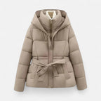 Marguerite - Women's Quilted Puffer Jacket with Belt