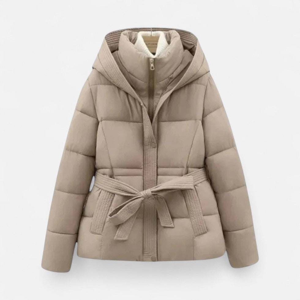 Marguerite - Women's Quilted Puffer Jacket with Belt