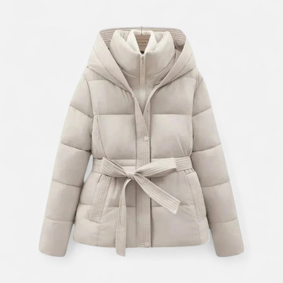 Marguerite - Women's Quilted Puffer Jacket with Belt