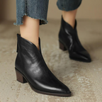 Marlene - Women's Pointed-Toe Ankle Boots with Stacked Heel