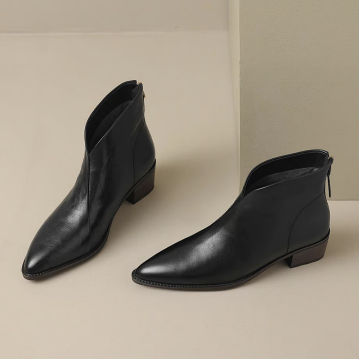Marlene - Women's Pointed-Toe Ankle Boots with Stacked Heel